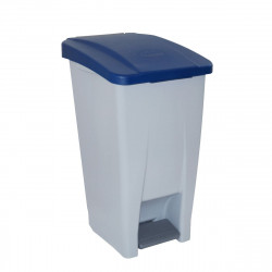 poubelle à pédale bleu gris plastique rectangulaire 60 l