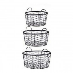 set of baskets black metal 40 x 18 x 40 cm 3 pcs