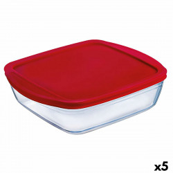 square lunch box with lid Ô cuisine cook&store ocu red 2 2 l 25 x 22 x 5 cm glass silicone 5 units