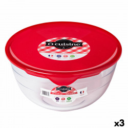 round lunch box with lid Ô cuisine prep&store ocu red 1 l 17 x 17 x 9 cm glass 3 units