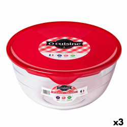 round lunch box with lid Ô cuisine prep&store ocu red 2 l 22 x 22 x 11 cm glass 3 units