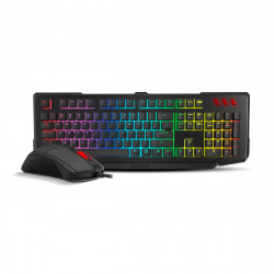 Keyboard with Gaming Mouse OZONE OZDOUBLETAPSP Spanish Qwerty Black Multicolour