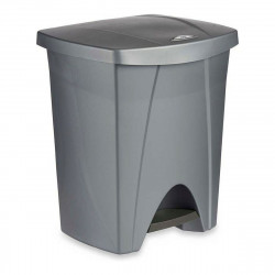 waste bin with pedal silver polypropylene 25l 29 x 41 x 34 5 cm