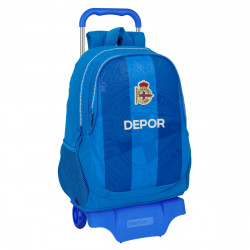 school rucksack with wheels r. c. deportivo de la coruña blue 32 x 44 x 16 cm