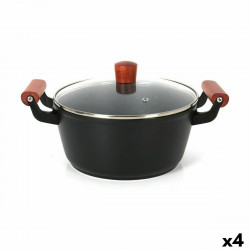 casserole with glass lid quttin doha 30 x 20 x 11 cm 4 units