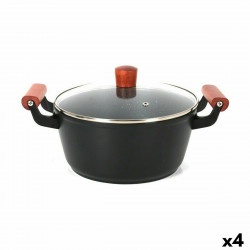 casserole with glass lid quttin doha 34 x 24 x 13 cm 4 units