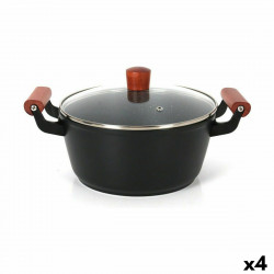 casserole with glass lid quttin doha 39 x 28 x 15 cm 4 units