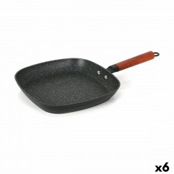 grill pan with stripes quttin doha toughened aluminium 39 x 28 x 15 cm 6 units