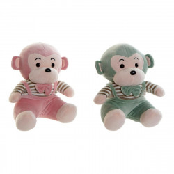 fluffy toy dkd home decor green pink plastic children s monkey 23 x 20 x 27 cm 2 units