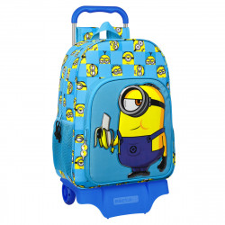 school rucksack with wheels minions minionstatic blue 33 x 42 x 14 cm