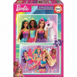 2-puzzle set barbie girl  48 pieces 28 x 20 cm