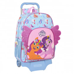 school rucksack with wheels my little pony wild & free blue pink 33 x 42 x 14 cm