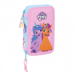 Double Pencil Case My Little Pony Wild & free Blue Pink 12.5 x 19.5 x 4 cm (28 Pieces)