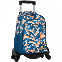 school rucksack with wheels fortnite blue camouflage 42 x 32 x 20 cm