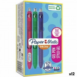 stylo gel paper mate inkjoy tk12 vert violet rose 0 7 mm 12 unités