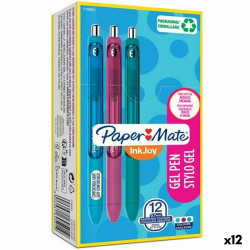 stylo gel paper mate inkjoy tk12 turquoise fuchsia 0 7 mm 12 unités