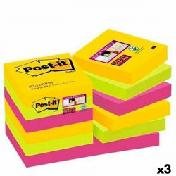 set of sticky notes post-it super sticky multicolour 47 6 x 47 6 mm 3 units