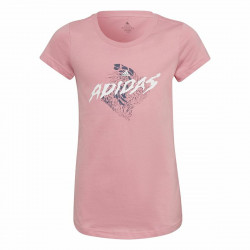 Child's Short Sleeve T-Shirt Adidas  Graphic  Pink