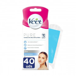 facial hair removal strips veet bandas de cera pure sensitive skin 40 units