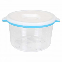 round lunch box with lid white & blue 250 ml