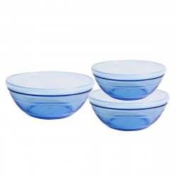 set de bols duralex marine bleu avec couvercle 3 pièces