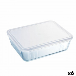 rectangular lunchbox with lid pyrex cook & freeze 22 5 x 17 5 x 6 5 cm 1 5 l transparent silicone glass 6 units