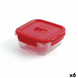 boîte à lunch hermétique luminarc pure box 760 ml rouge verre 6 unités