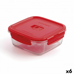 boîte à lunch hermétique luminarc pure box rouge 1 22 l verre 6 unités