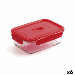 boîte à lunch hermétique luminarc pure box rouge 16 x 11 cm 820 ml verre 6 unités