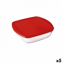 square lunch box with lid Ô cuisine cook&store ocu red 25 x 22 x 7 cm 2 2 l glass silicone 5 units