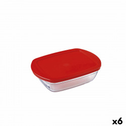 rectangular lunchbox with lid Ô cuisine cook&store ocu red 400 ml 17 x 10 x 5 cm glass silicone 6 units