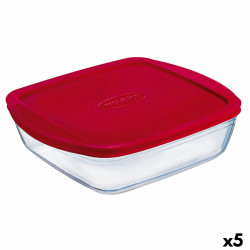 rectangular lunchbox with lid Ô cuisine cook&store ocu red 2 5 l 28 x 20 x 8 cm silicone glass 5 units