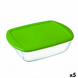 rectangular lunchbox with lid pyrex cook&store px green 2 5 l 28 x 20 x 8 cm glass silicone 5 units