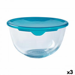 round lunch box with lid pyrex cook & store 16 x 16 x 10 cm blue 1 l silicone glass 3 units
