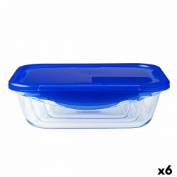 hermetic lunch box pyrex cook & go 20 5 x 15 5 x 6 cm blue 800 ml glass 6 units
