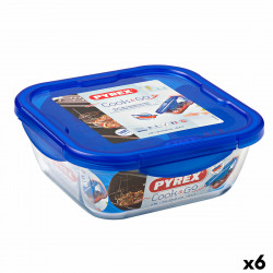 hermetic lunch box pyrex cook & go 21 x 21 x 9 cm blue 1 9 l glass 6 units