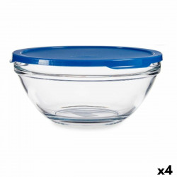 round lunch box with lid chefs blue 2 5 l 23 7 x 10 1 x 23 7 cm 4 units