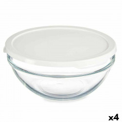 round lunch box with lid chefs white 1 7 l 21 x 9 x 21 cm 4 units