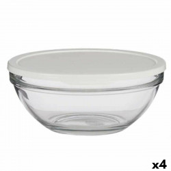 round lunch box with lid chefs white 2 5 l 23 7 x 10 1 x 23 7 cm 4 units