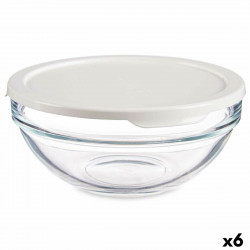 round lunch box with lid chefs white 595 ml 14 x 6 3 x 14 cm 6 units