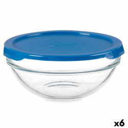 round lunch box with lid chefs blue 595 ml 14 x 6 3 x 14 cm 6 units