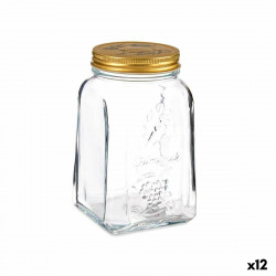 jar homemade transparent golden metal glass 1 l 9 8 x 17 x 9 8 cm 12 units