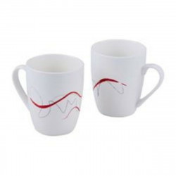 set of mugs pierre cardin crayon waves porcelain white 2 uds